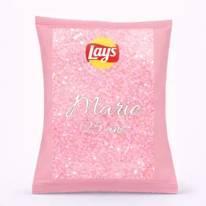 Chips Lay's éclat rose scintillant