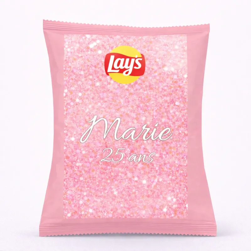 Chips Lay's éclat rose scintillant