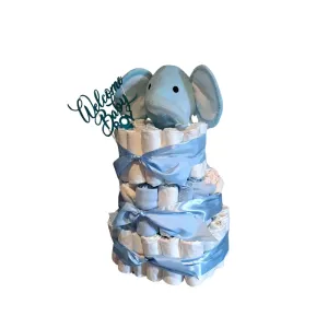 Gâteau de lange douceur bleutée pour naissance enchantée