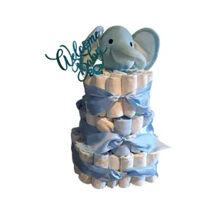 Gâteau de lange douceur bleutée pour naissance enchantée