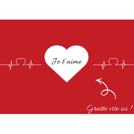 Carte à gratter cœur battant, je t’aime sans détour