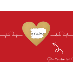 Carte à gratter cœur battant, je t’aime sans détour