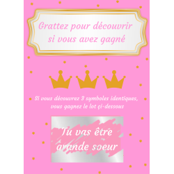 Carte à gratter annonce grande sœur couronne enchantée
