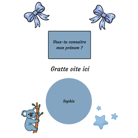 Carte à gratter la révélation d’un prénom tout doux