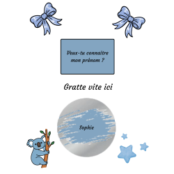 Carte à gratter la révélation d’un prénom tout doux