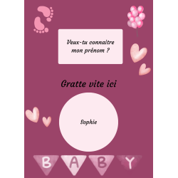 Carte à gratter un prénom attendu avec amour