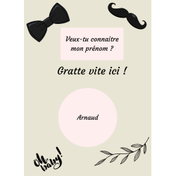 Carte à gratter prénom bébé annonce élégante oh baby