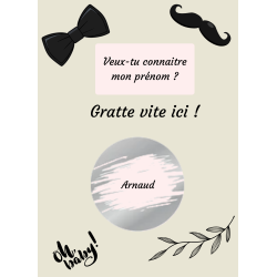 Carte à gratter prénom bébé annonce élégante oh baby