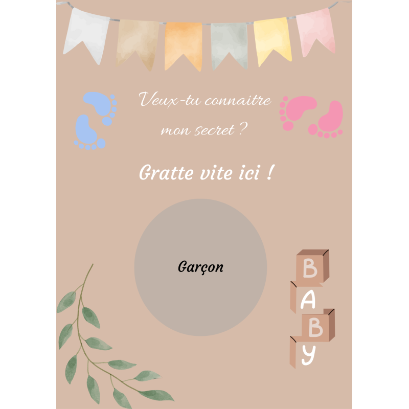 Carte à gratter un secret aux tons naturels