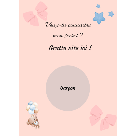 Carte à gratter révélation secrète rose tendre