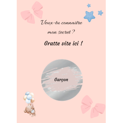 Carte à gratter révélation secrète rose tendre