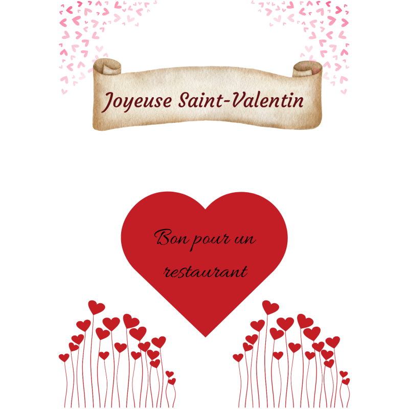 Carte à gratter joyeuse Saint-Valentin, bon pour un restaurant