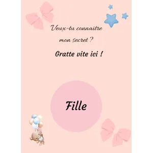 Carte à gratter révélation secrète rose tendre