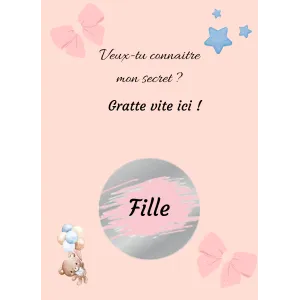 Carte à gratter révélation secrète rose tendre