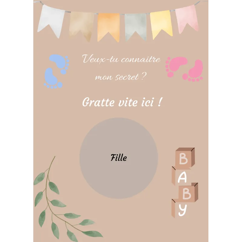 Carte à gratter un secret aux tons naturels