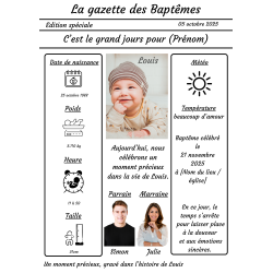La gazette de baptême, un souvenir précieux à personnaliser