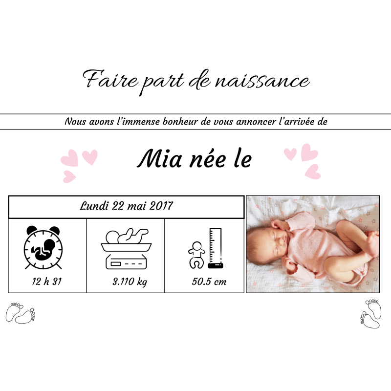 Faire-part de naissance douceur intemporelle