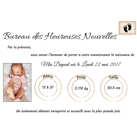 avis de naissance esprit poste d’antan