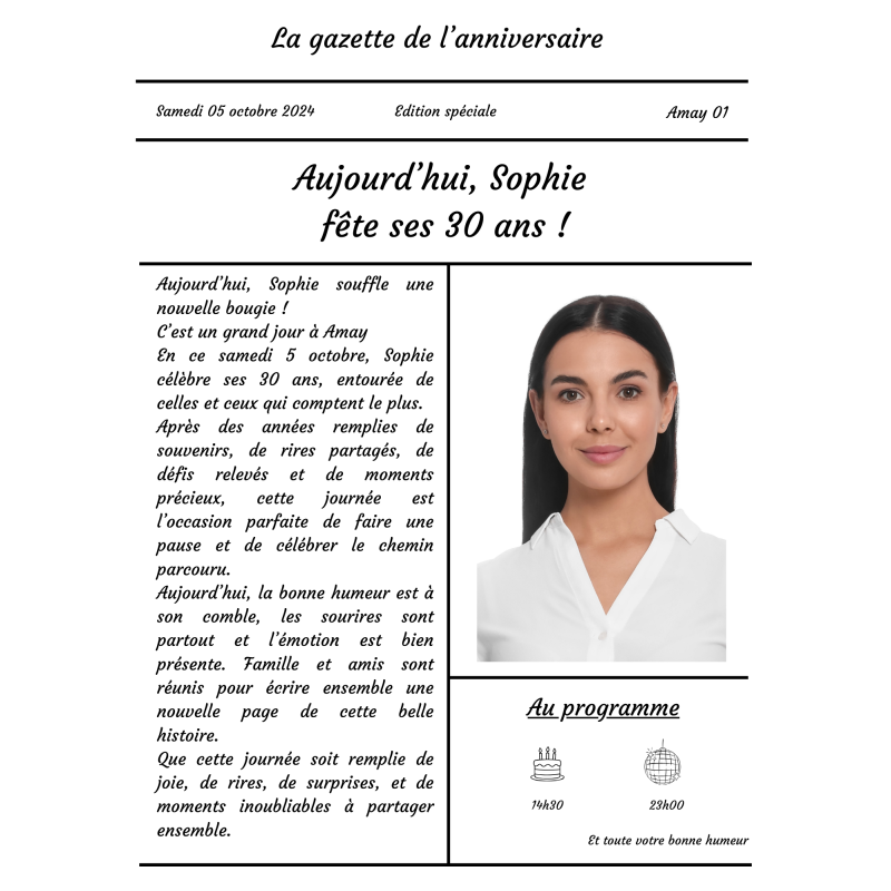 La gazette de l’anniversaire