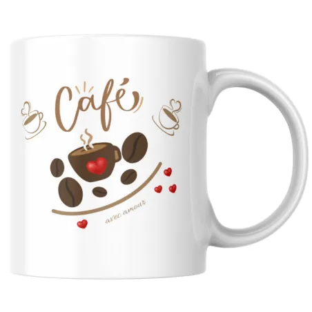 Mug café avec amour, la tasse qui réchauffe le cœur