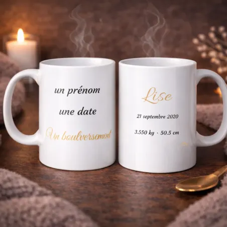 Mug Un prénom, une date, une vie transformée
