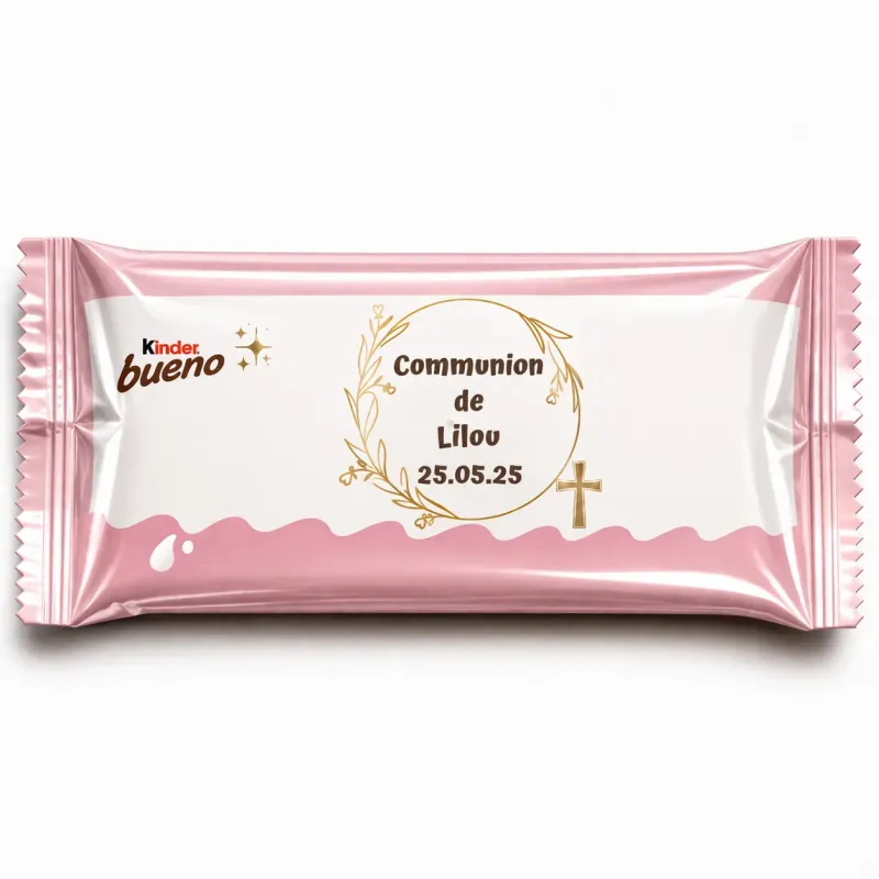 Kinder bueno douceur communion florale dorée