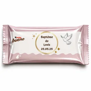 Kinder bueno douceur baptême colombe dorée