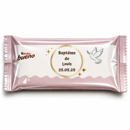 Kinder bueno douceur baptême colombe dorée