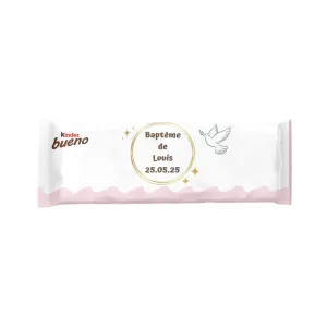 Kinder bueno douceur baptême colombe dorée